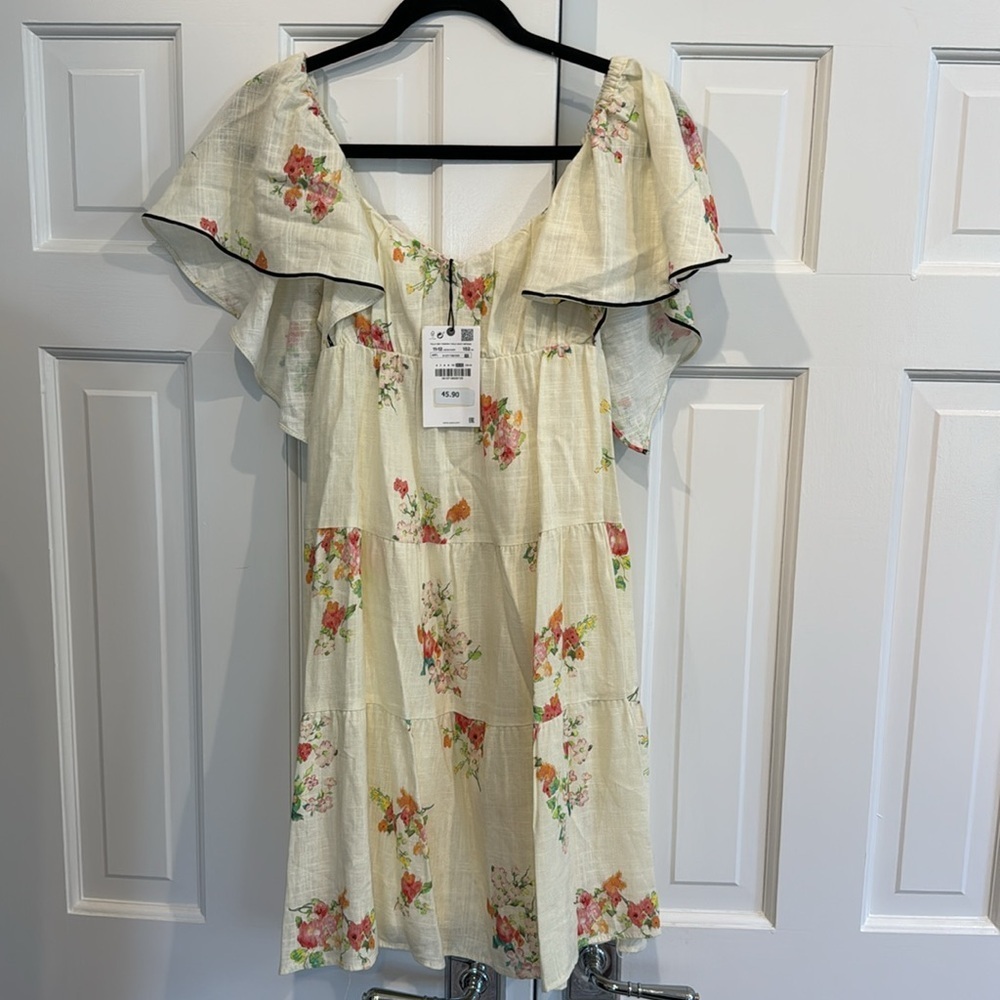 ZARA GIRL NWT PIPED WATERCOLOR DRESS - Picture 2 of 4